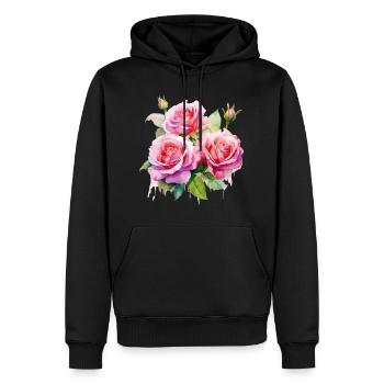 Rosen Rosenblüte Blumen Rosa Pink Blumenmuster - Männer Premium Bio Hoodie - Schwarz - Vorne - Nico (187cm)