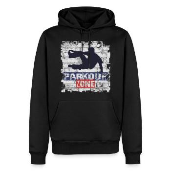 Le parkour - Sweat à capuche Premium bio Homme - noir - Devant - Nico (187cm)