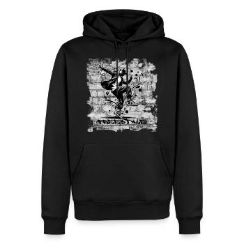 Nage libre - Sweat à capuche Premium bio Homme - noir - Devant - Nico (187cm)