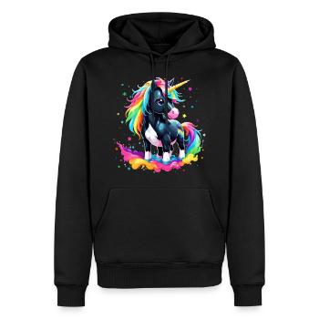 Einhorn bunt Regenbogen Pony Kinder - Männer Premium Bio Hoodie - Schwarz - Vorne - Nico (187cm)