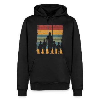 Vatertag Vater mit vier Söhnen retro vintage - Männer Premium Bio Hoodie - Schwarz - Vorne - Nico (187cm)