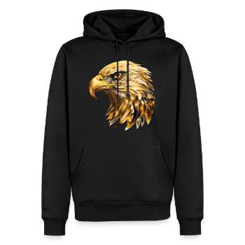 Tête d’aigle Or Oiseau de proie Oiseau Nature animale - Sweat à capuche Premium bio Homme - noir - Devant - Nico (187cm)