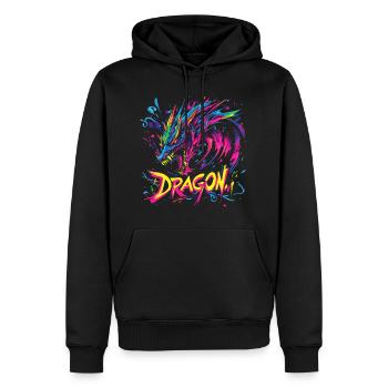 Dragon Coloré Fantaisie Magie Mysticisme Mythologie Art - Sweat à capuche Premium bio Homme - noir - Devant - Nico (187cm)