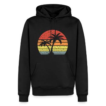 Retro Sonne Palmen - Männer Premium Bio Hoodie - Schwarz - Vorne - Nico (187cm)