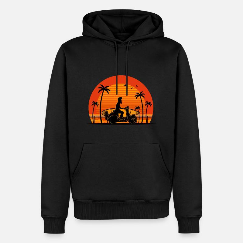 Surfer auf Roller - Männer Premium Bio Hoodie - Schwarz