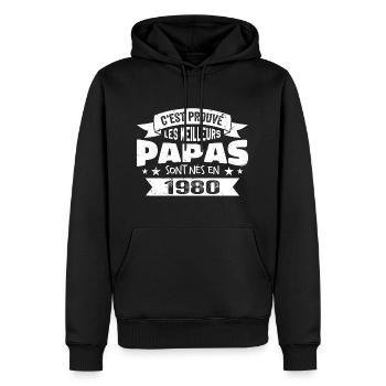 C'est Prouvé Les Meilleurs Papas Sont Nés En 1980 - Sweat à capuche Premium bio Homme - noir - Devant - Nico (187cm)