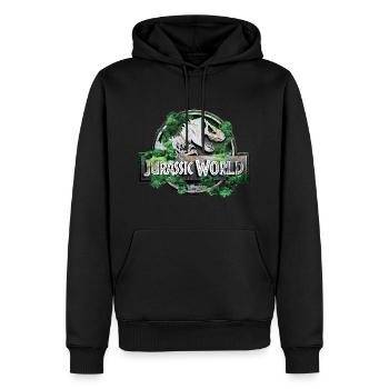 Jurassic World logo with T-Rex and trees - Men’s Premium Organic Hoodie - black - Front - Nico (187cm)