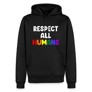 Respect All Humans - Männer Premium Bio Hoodie - Schwarz - Vorne - Nico (187cm)