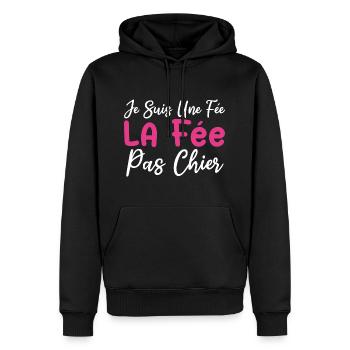 Je suis une fée la fée pas chier - Sweat à capuche Premium bio Homme - noir - Devant - Nico (187cm)