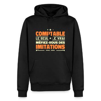 Comptable le seul. Comptable le vrai. Comptable - Sweat à capuche Premium bio Homme - noir - Devant - Nico (187cm)