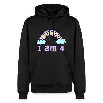 Geschenk 4 Jahre Geburtstag Ich bin 4 Jahre alt - Männer Premium Bio Hoodie - Schwarz - Vorne - Nico (187cm)