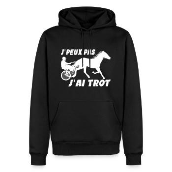 J'peux Pas J'ai Trot Humour Cheval équitation - Sweat à capuche Premium bio Homme - noir - Devant - Nico (187cm)