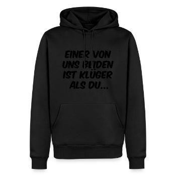L’un d’entre nous est plus intelligent que toi - sombre - Sweat à capuche Premium bio Homme - noir - Devant - Nico (187cm)