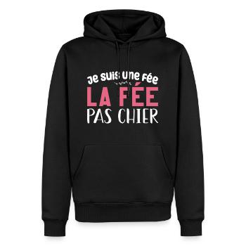 Je Suis Une Fée, La Fée Pas Chier - Sweat à capuche Premium bio Homme - noir - Devant - Nico (187cm)