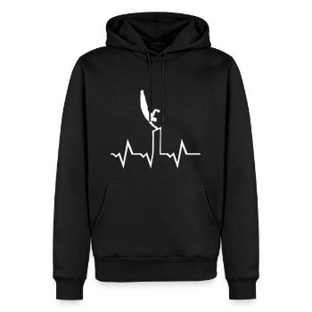 Turnen, Turner am Reck & EKG Herzschlag - Männer Premium Bio Hoodie - Schwarz - Vorne - Nico (187cm)