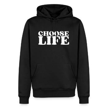 Choose Life - Statement fürs Leben! Was wählst du? - Männer Premium Bio Hoodie - Schwarz - Vorne - Nico (187cm)