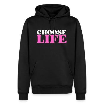 Choose Life - Statement fürs Leben! Was wählst du? - Männer Premium Bio Hoodie - Schwarz - Vorne - Nico (187cm)