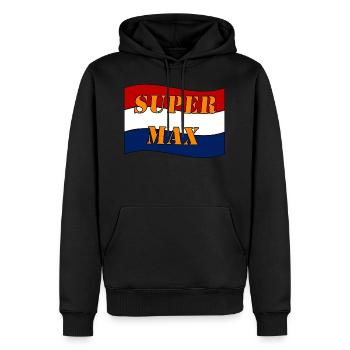 SUPER MAX - Männer Premium Bio Hoodie - Schwarz - Vorne - Nico (187cm)