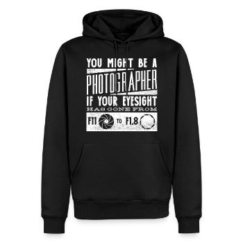 Photographie Vous pourriez être un photographe - Sweat à capuche Premium bio Homme - noir - Devant - Nico (187cm)