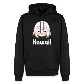 Mignon Souriant Anime Emoji Kawaii - Chemise Anime - Sweat à capuche Premium bio Homme - noir - Devant - Nico (187cm)