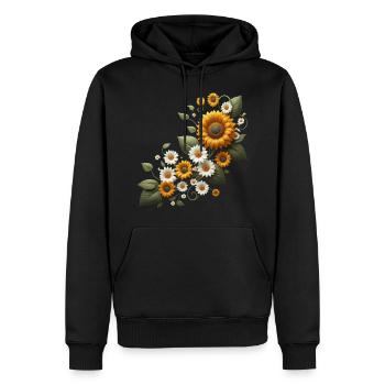 Sonnenblumenranke Margeriten Sonnenblume floral - Männer Premium Bio Hoodie - Schwarz - Vorne - Nico (187cm)