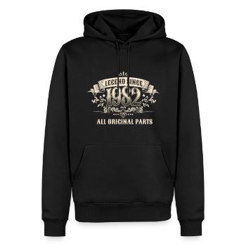 Retro Vintage Birthday Legend Since 1982 - Männer Premium Bio Hoodie - Schwarz - Vorne - Nico (187cm)
