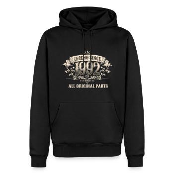 Retro Vintage Birthday Legend Since 1992 - Männer Premium Bio Hoodie - Schwarz - Vorne - Nico (187cm)