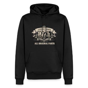 Retro Vintage Birthday Legend Since 1974 - Männer Premium Bio Hoodie - Schwarz - Vorne - Nico (187cm)