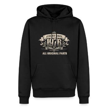 Retro Vintage Legend Since 1976 Original Parts - Männer Premium Bio Hoodie - Schwarz - Vorne - Nico (187cm)
