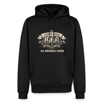 Retro Vintage Legend Since 1966 Original Parts - Männer Premium Bio Hoodie - Schwarz - Vorne - Nico (187cm)