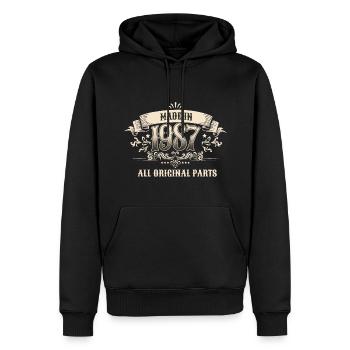 Retro Vintage Birthday Made 1987 Original Parts - Männer Premium Bio Hoodie - Schwarz - Vorne - Nico (187cm)