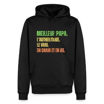 Cadeau Papa Meilleur papa - Sweat à capuche Premium bio Homme - noir - Devant - Nico (187cm)