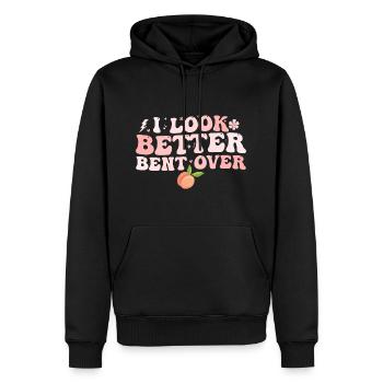 Ich sehe besser gebeugt aus - Männer Premium Bio Hoodie - Schwarz - Vorne - Nico (187cm)