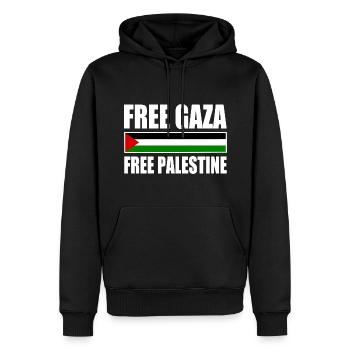Free palestine free gaza - Sweat à capuche Premium bio Homme - noir - Devant - Nico (187cm)