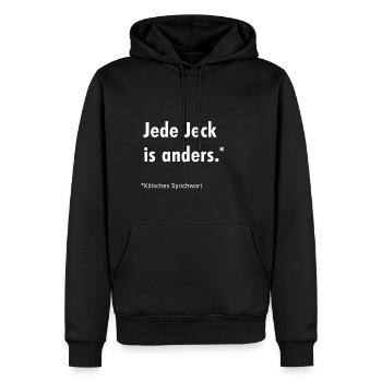 Jede Jeck is anders - Männer Premium Bio Hoodie - Schwarz - Vorne - Nico (187cm)