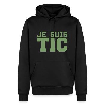 Je Suis TIC -TIC et TAC- TIC TAC Duo Drôle Cadeau - Sweat à capuche Premium bio Homme - noir - Devant - Nico (187cm)