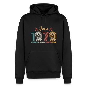 Juni 1979 Geburtstag Juni 1979 Juni Retro - Männer Premium Bio Hoodie - Schwarz - Vorne - Nico (187cm)