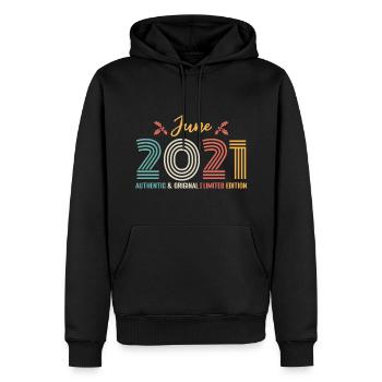 Juni 2021 Geburtstag Juni 2021 Retro Juni - Männer Premium Bio Hoodie - Schwarz - Vorne - Nico (187cm)