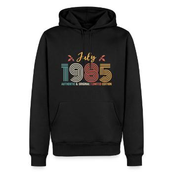 July 1985 Birthday July 1985 July - Men’s Premium Organic Hoodie - black - Front - Nico (187cm)