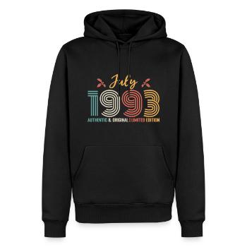 Juli 1993 Geburtstag Juli 1993 Juli - Männer Premium Bio Hoodie - Schwarz - Vorne - Nico (187cm)
