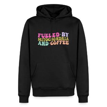 Angetrieben von Mitochondrien und Kaffee - Café - Männer Premium Bio Hoodie - Schwarz - Vorne - Nico (187cm)
