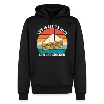 Nourriture Love Sandwich Baguette Fromage - Sweat à capuche Premium bio Homme - noir - Devant - Nico (187cm)