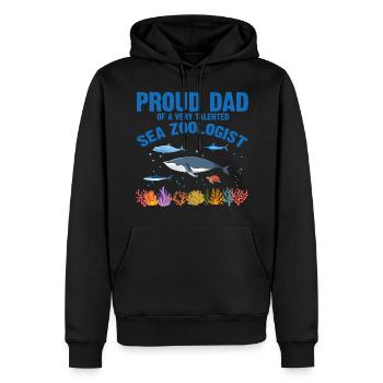 Fier Papa Ichtyologiste Biologiste marin Océan Mer - Sweat à capuche Premium bio Homme - noir - Devant - Nico (187cm)