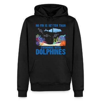 With Dolphins Swimming Dolphin Ocean Sea Mammal - Men’s Premium Organic Hoodie - black - Front - Nico (187cm)