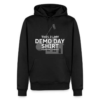 Démolition et rénovation de maisons - Sweat à capuche Premium bio Homme - noir - Devant - Nico (187cm)