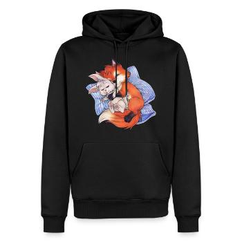 Niedlicher Fuchs mit Hase Schlafen Schlafshirt - Männer Premium Bio Hoodie - Schwarz - Vorne - Nico (187cm)