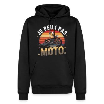 Je peux pas j ai Moto vintage - Sweat à capuche Premium bio Homme - noir - Devant - Nico (187cm)