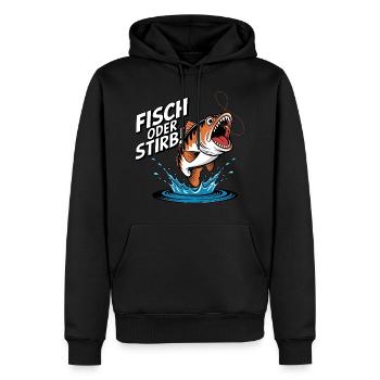 Fisch oder Stirb - Angeln Angler - Männer Premium Bio Hoodie - Schwarz - Vorne - Nico (187cm)