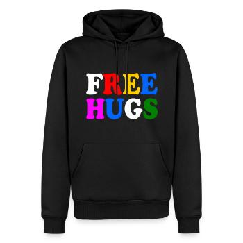 Free hugs - Sweat à capuche Premium bio Homme - noir - Devant - Nico (187cm)