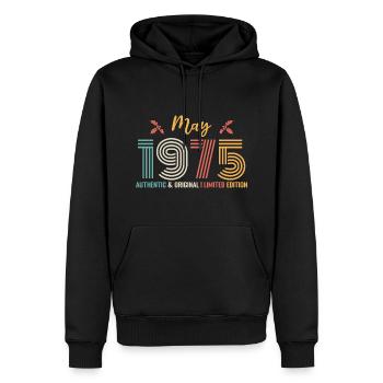 Mai 1975 Jubiläum Mai 1975 Retro - Männer Premium Bio Hoodie - Schwarz - Vorne - Nico (187cm)